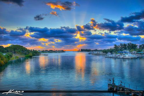 Jupiter Inlet Lighthouse Over Waterway at the Jetty