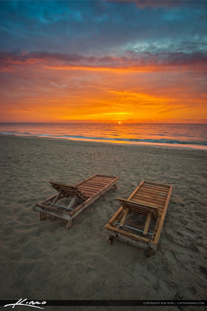 Beach Chairs Florida Sunrise HDR Photography by Captain Kimo