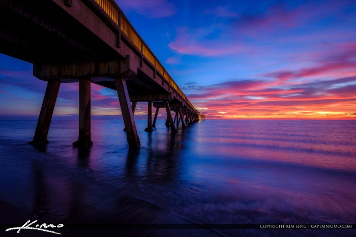 Deerfield Beach International Fishing Pier Wave Rolling on Beach