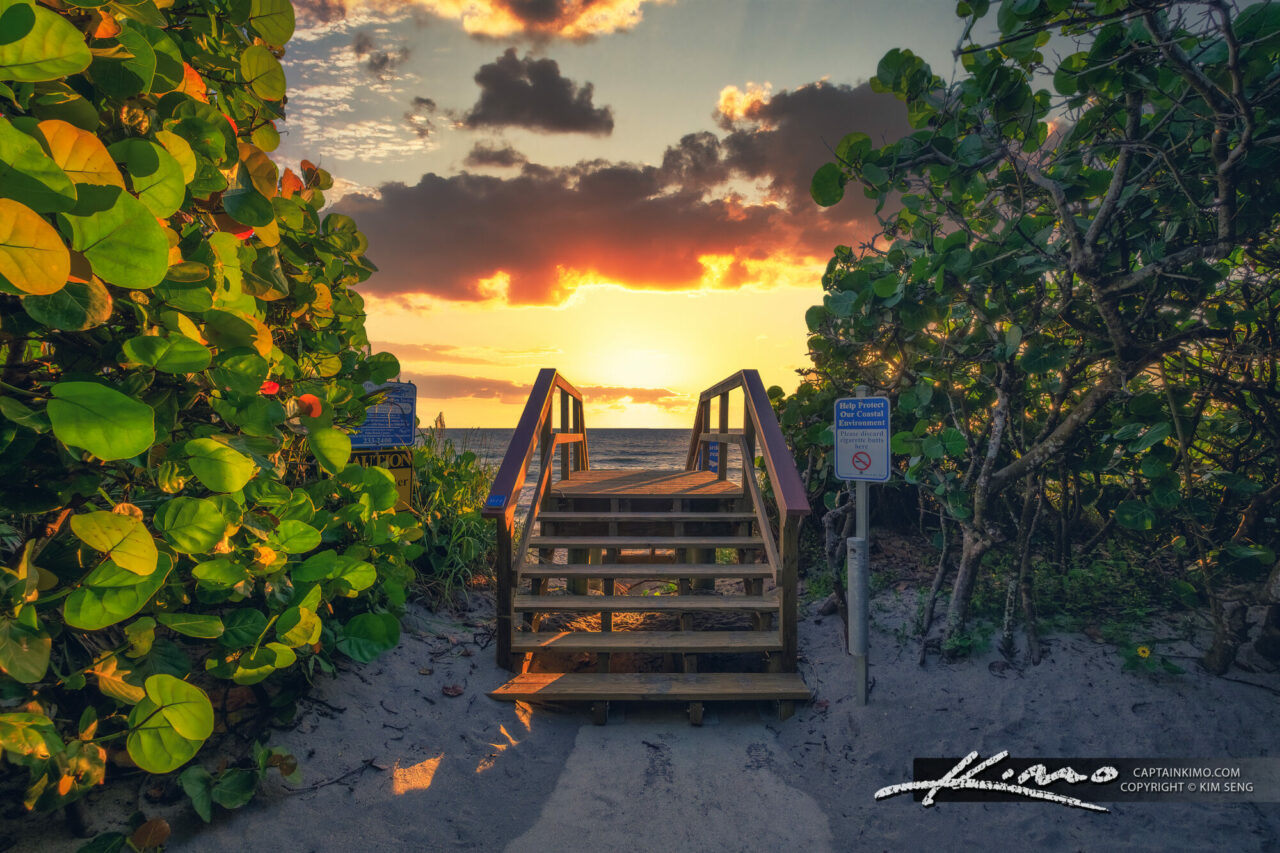 Coral Cove Park Sunrise Beach Entrance at Stairs HDR Photography by