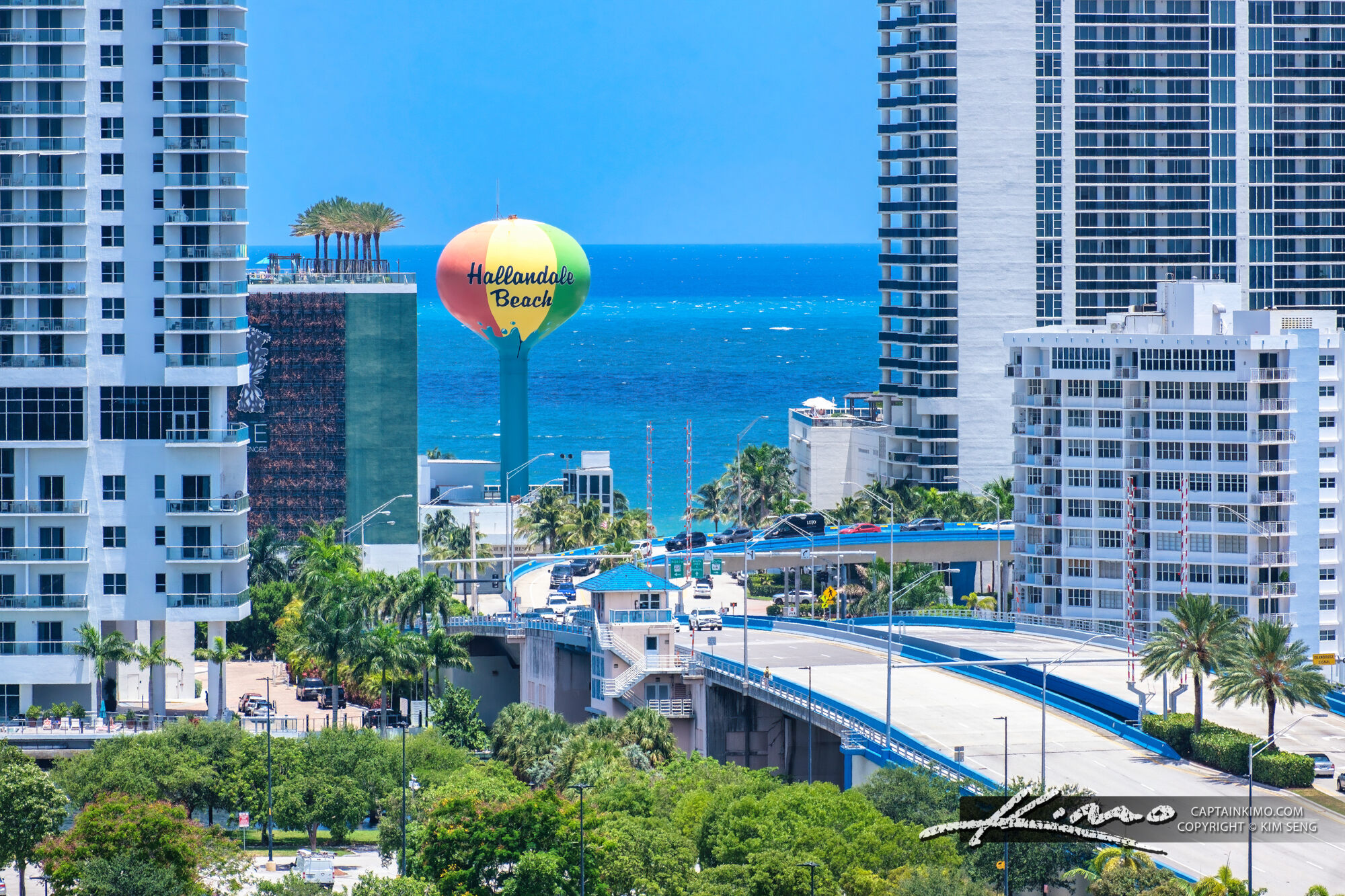 Hallandale Beach Water Tower In Focus A Landmark Of The Skyline HDR 