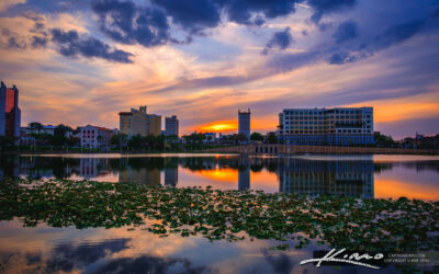 Lake Mirror Sunset in Downtown Historic Lakeland Florida