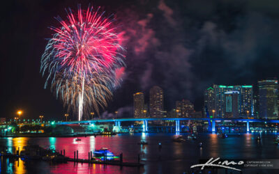 Miami Skyline Fireworks 4th of July