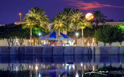 Moon Set Over Downtown Palm Beach Gardens